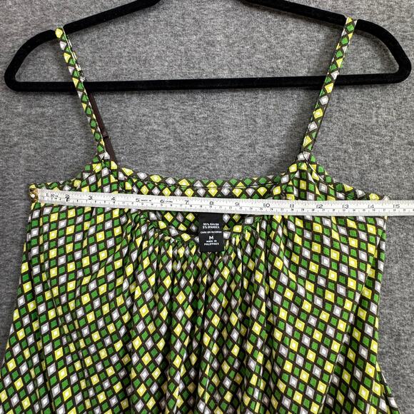 NEW YORK & COMPANY Y2K Cami Top M Green Yellow Black Adjustable Straps Stretchy - Picture 3 of 6